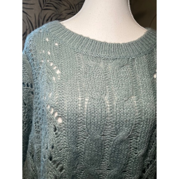 Oversized Light Blue Open Knit Sweater Cozy Soft XL - Picture 5 of 5